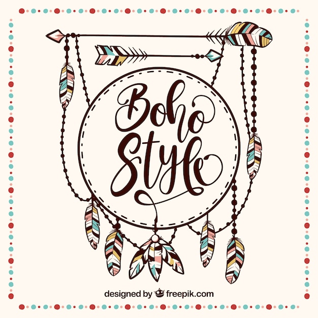 Boho background with hand drawn style