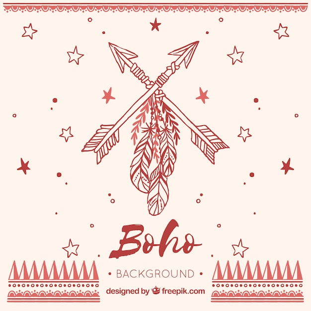 Boho background with hand drawn style