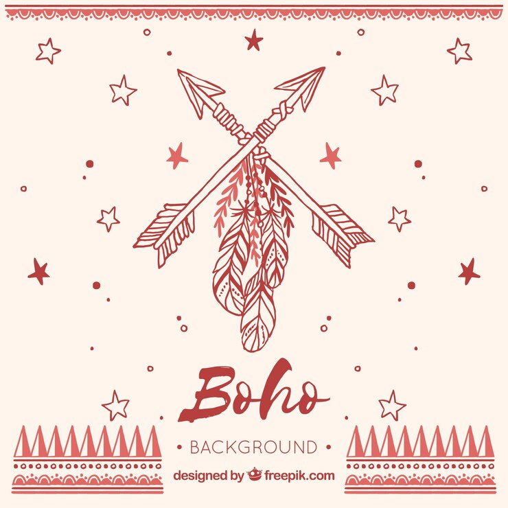 Free Vector boho background with hand drawn style