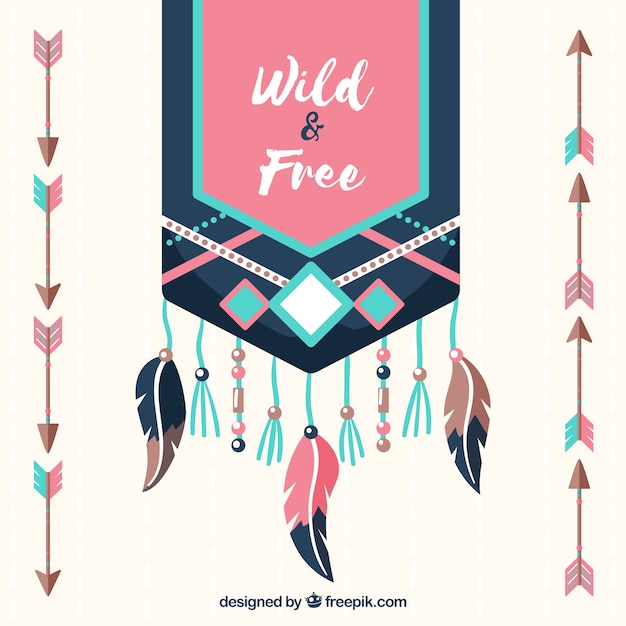 Free vector boho background with hand drawn style