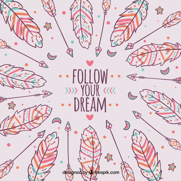 Free vector boho background with hand drawn style