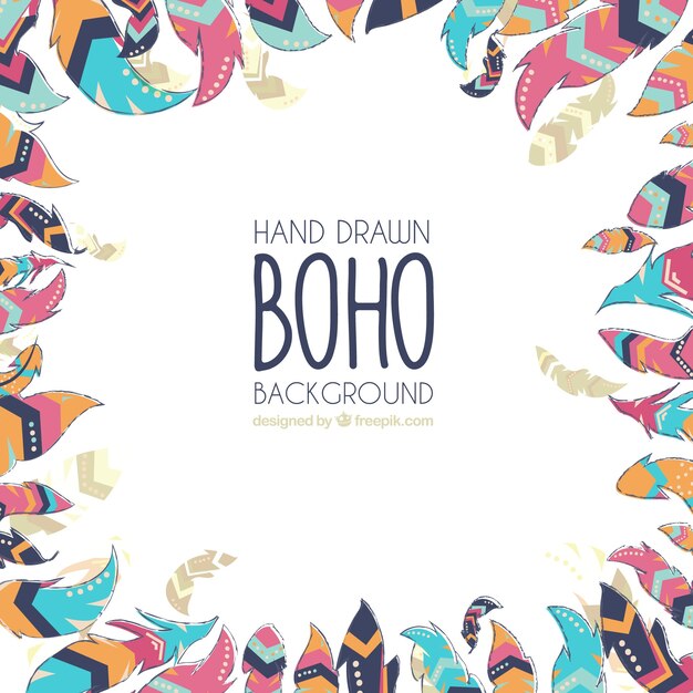 Free vector boho background with hand drawn style