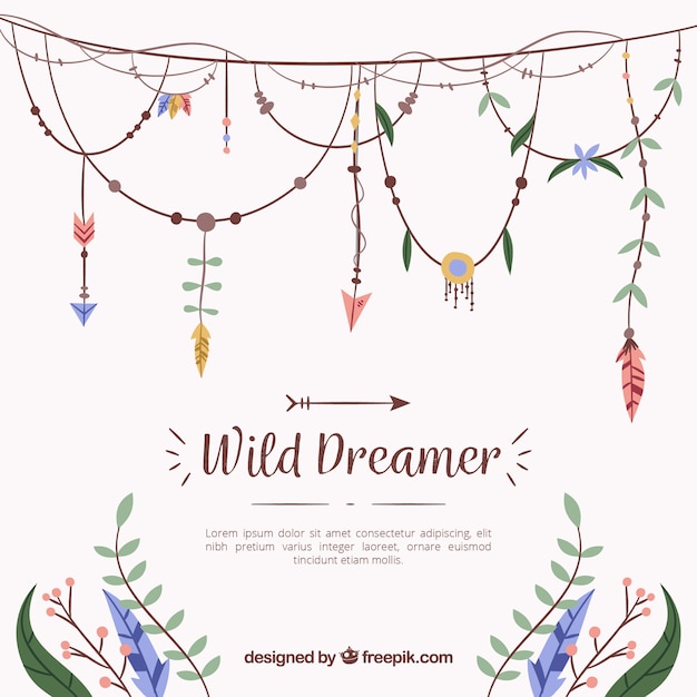 Free vector boho background with hand drawn style