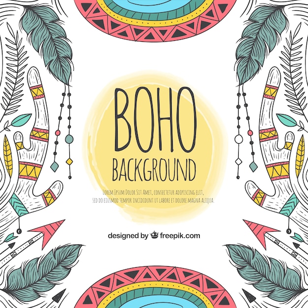 Free vector boho background with hand drawn style