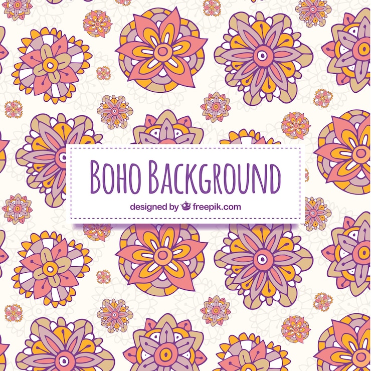 무료 Vector 히피 요소와 boho 배경