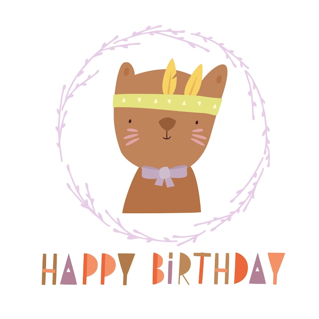 Free vector boho bear birthday