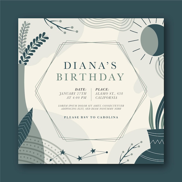 Free vector boho birthday invitation template