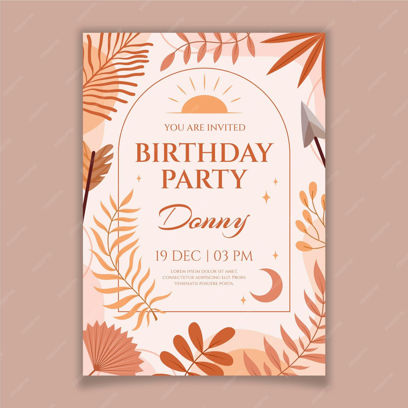 Free Vector | Boho birthday invitation template