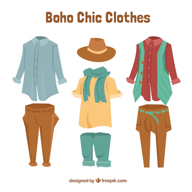 Free vector boho chic clothes collection