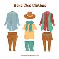 Free vector boho chic clothes collection