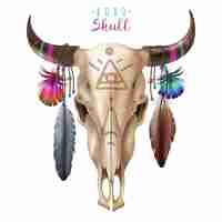 Free vector boho cow skull