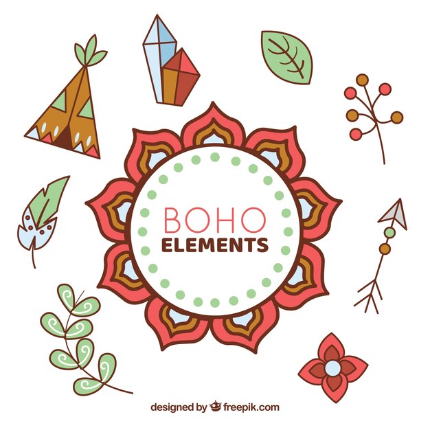 무료 벡터 평면 디자인의 boho 요소 컬렉션