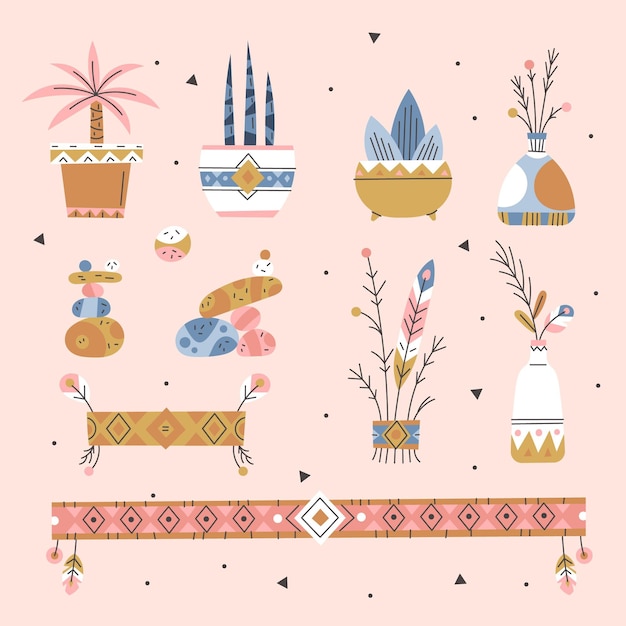 Free vector boho elements collection