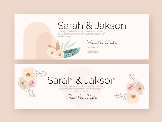 Free vector boho floral wedding horizontal banners