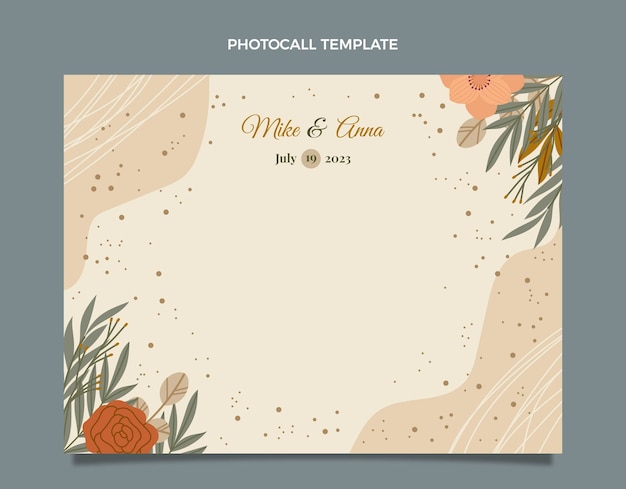 Бесплатное векторное изображение Шаблон свадебной фотосессии в стиле бохо