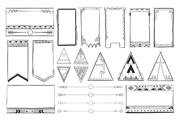 Illustrazione della raccolta di scarabocchi del disegno della mano di boho