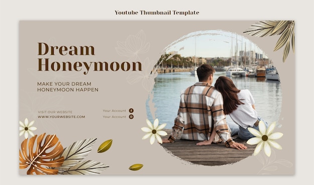 Free vector boho honeymoon youtube thumbnail