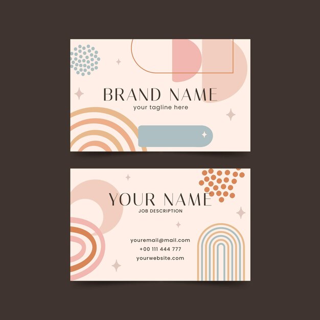 Boho horizontal business card template