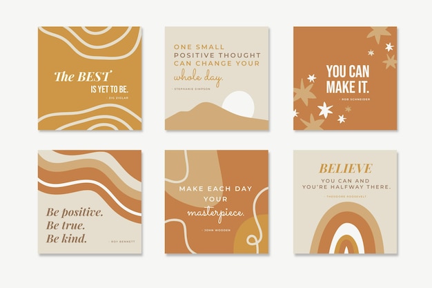 Free vector boho instagram posts collection