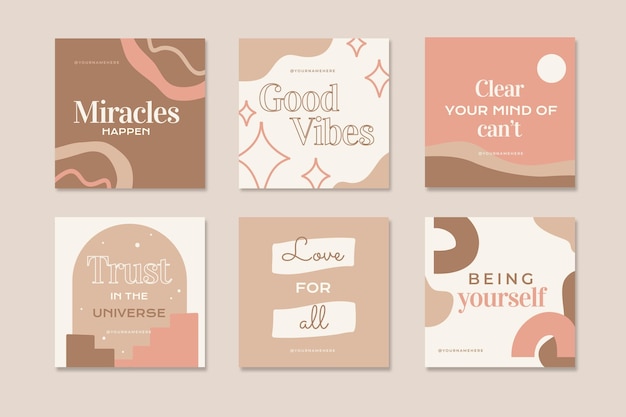 Free vector boho instagram posts collection