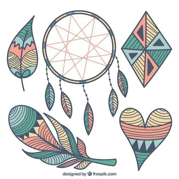 Free vector boho ornaments set