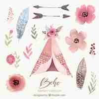 Free vector boho ornaments set