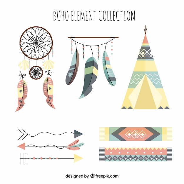 Free vector boho ornaments set