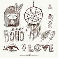 Free vector boho ornaments set