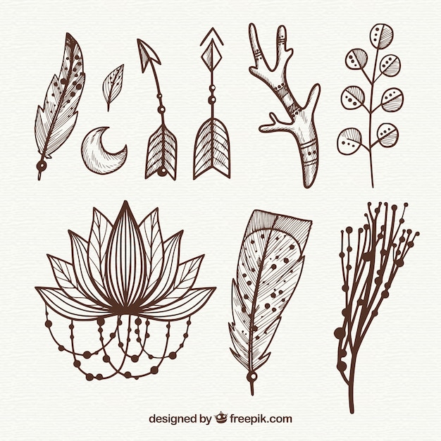 Free vector boho ornaments set