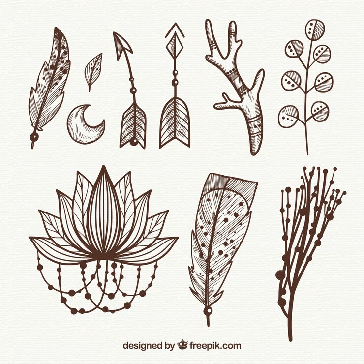 Free Vector boho ornaments set 
