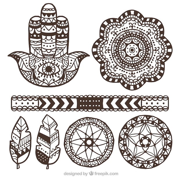 Free vector boho ornaments set