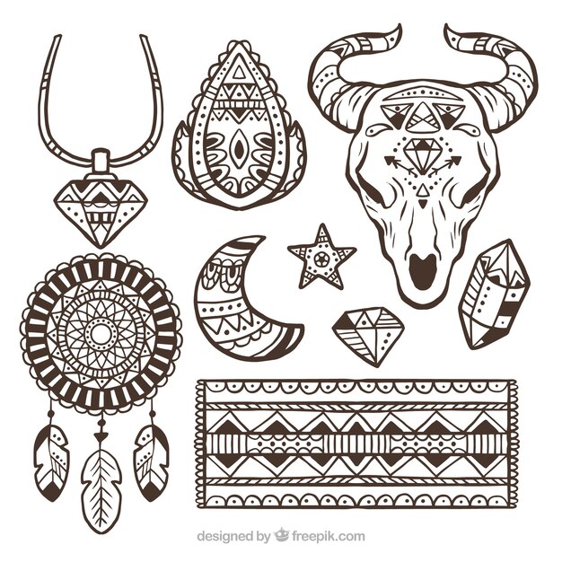 Boho ornaments set 