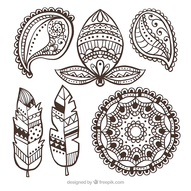 Free vector boho ornaments set