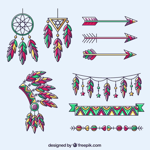 Free vector boho ornaments set