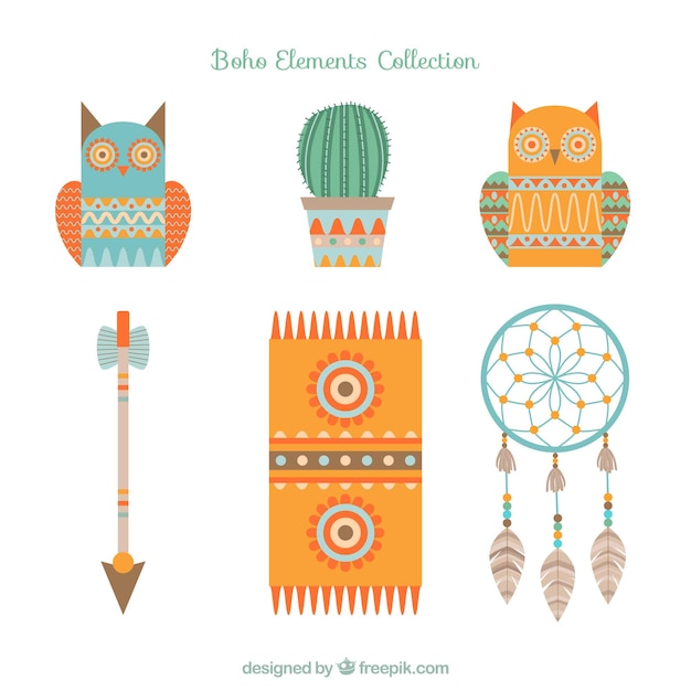 Vettore gratuito set di ornamenti boho