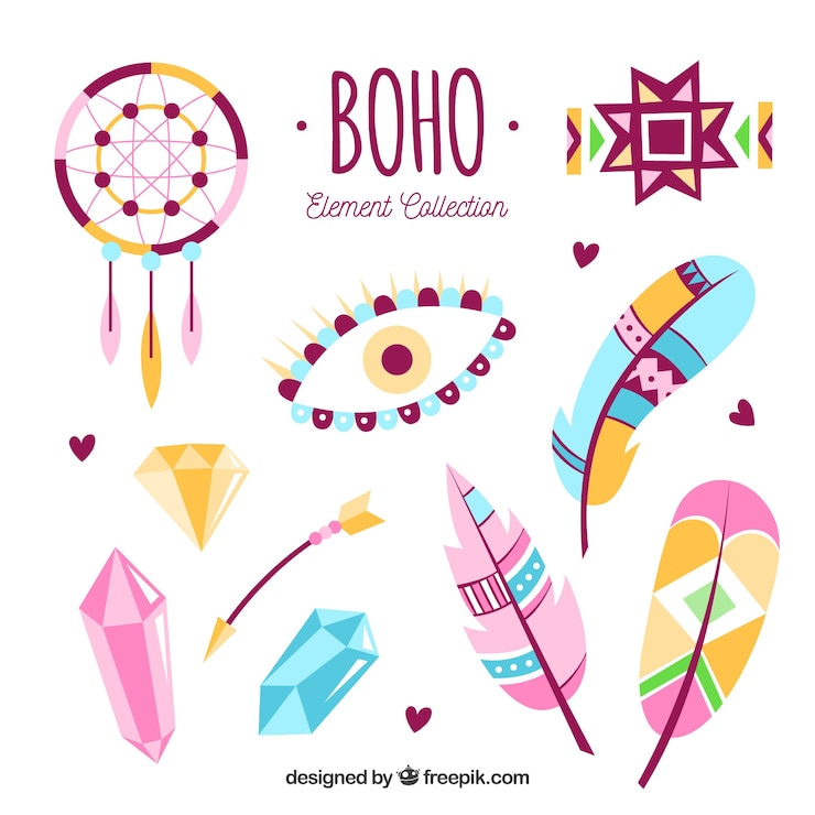 Free Vector boho ornaments set 