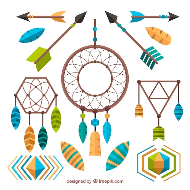 Free vector boho ornaments set