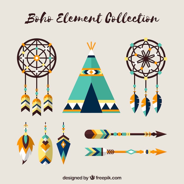 Vettore gratuito set di ornamenti boho