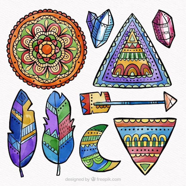 Free vector boho ornaments set