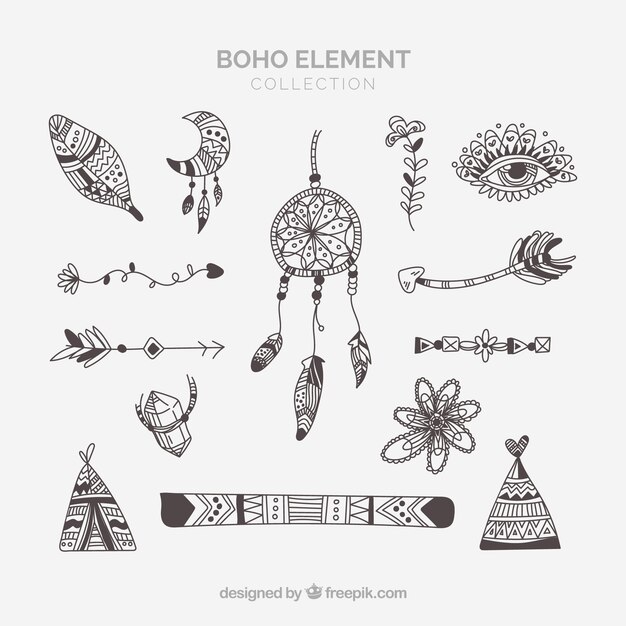 Boho ornaments set 