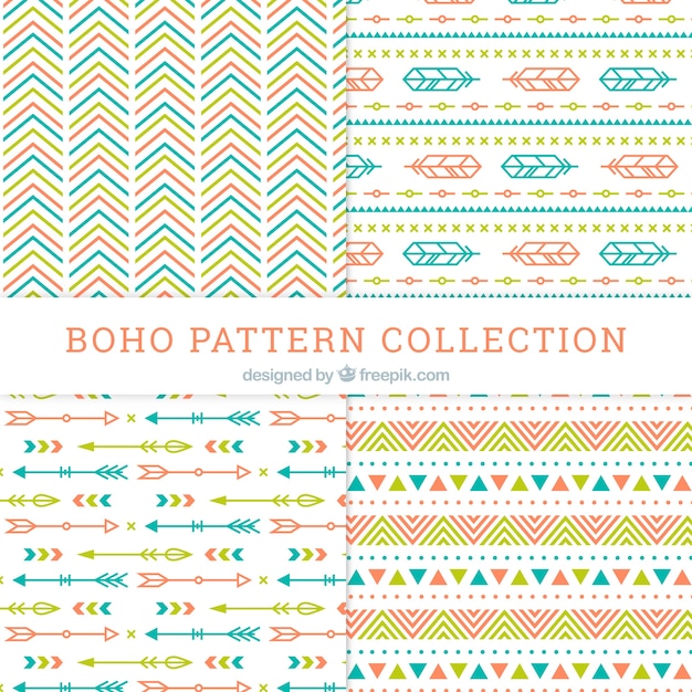 フラットデザインのBohoパターンコレクション