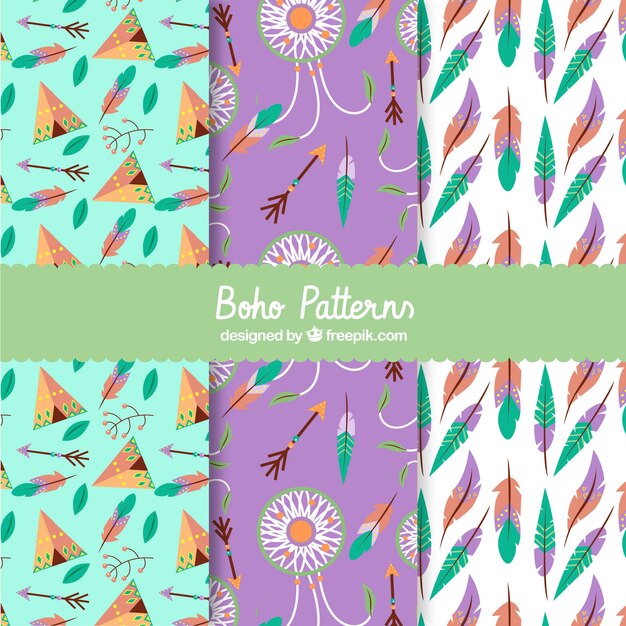 평면 디자인의 Boho 패턴 컬렉션