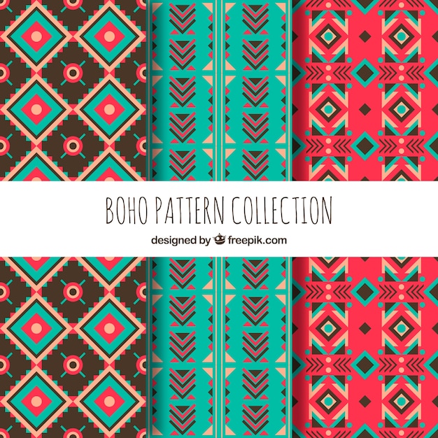 Boho pattern collection with flat design