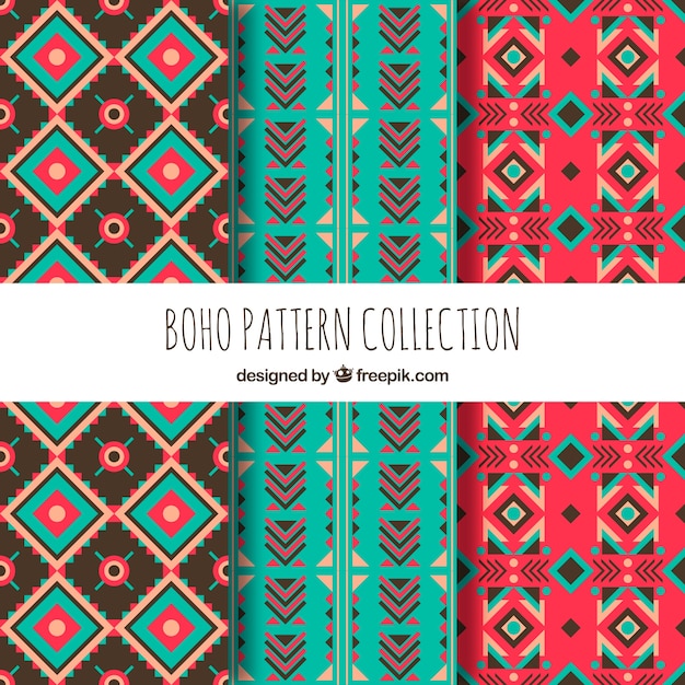 평면 디자인의 Boho 패턴 컬렉션
