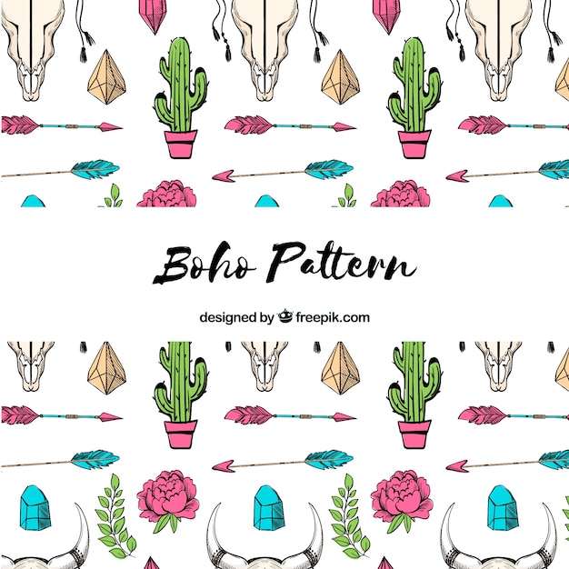 Boho pattern in hand drawn style