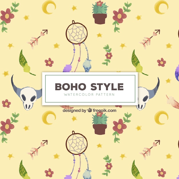 수채화 스타일의 boho 패턴