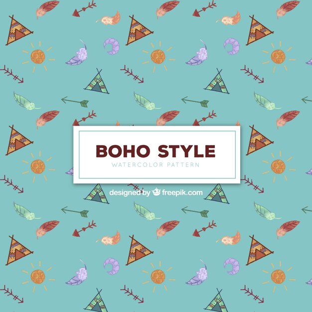 Free Vector boho pattern in watercolor style