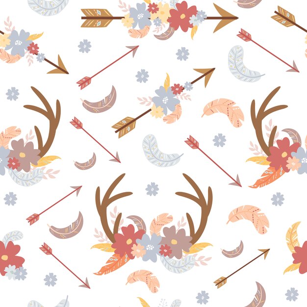 Boho pattern with arrows and horns