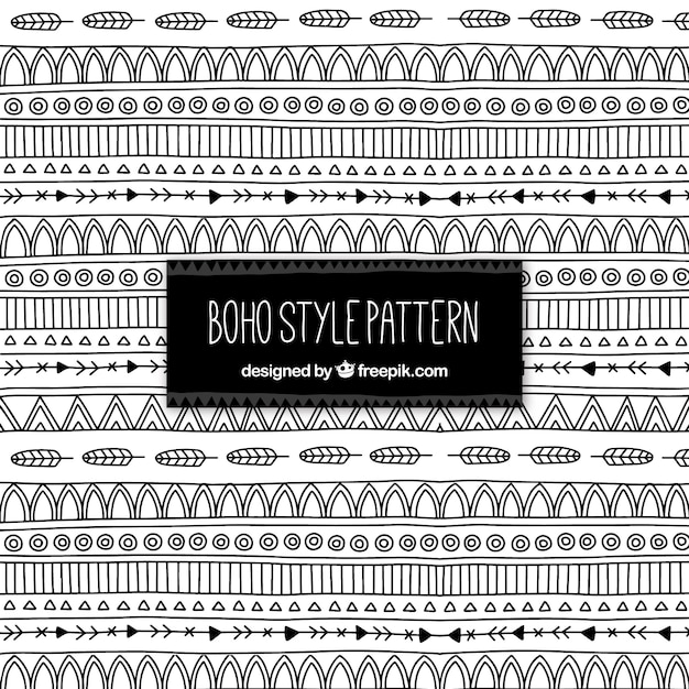 Vettore gratuito boho pattern con elementi neri