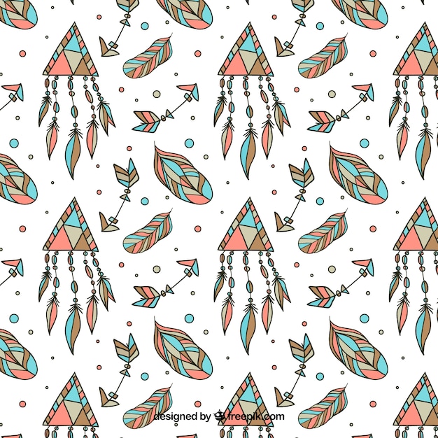 Free vector boho pattern with feathers